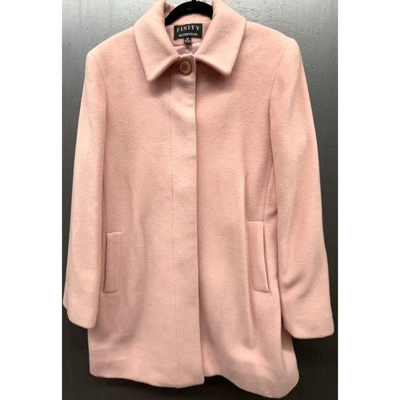 Vtg Women Wool Coat 14 Blush Pink Button Pockets Feminine Quiet Luxury Minimal - Picture 1 of 13